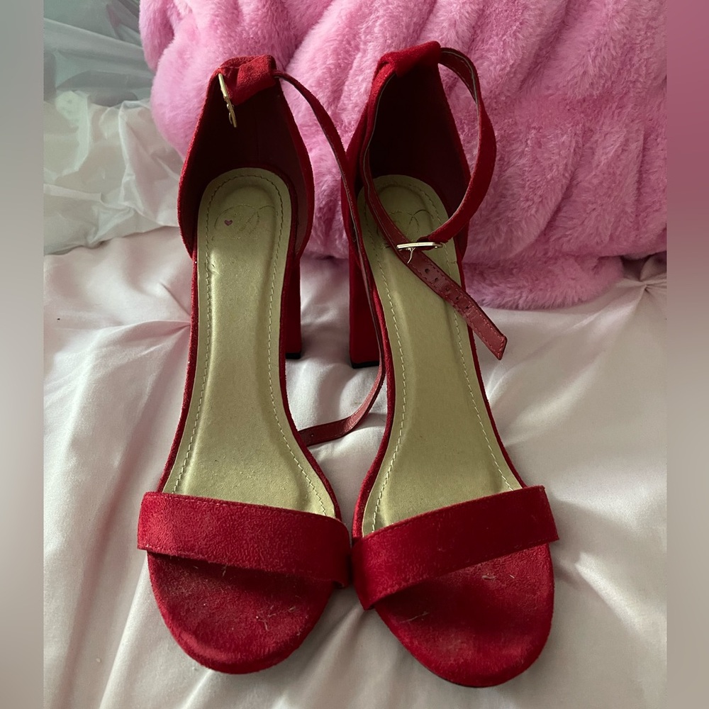 Elegant Red Velvet Women's Heels